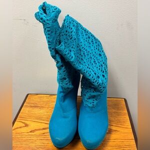 Teal Lace Women's Boots